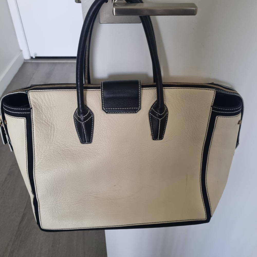 Yves Saint Laurent Black Interior Canvas Tote with Leather Trim - Picture 2 of 8